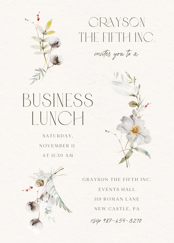 Delicate bouquets - İş etkinliği davetiyesi